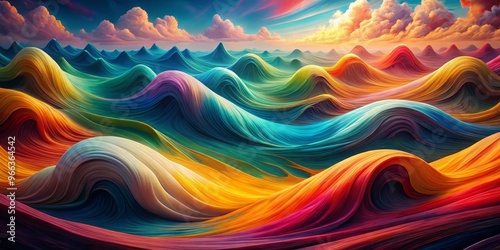 Fluid Dreamscape Swirling Waves of Color in a Surreal Landscape, abstract art, digital art, surrealism