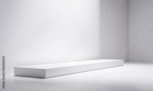 Wallpaper Mural A white platform sits in a minimalist room, bathed in soft lighting Torontodigital.ca