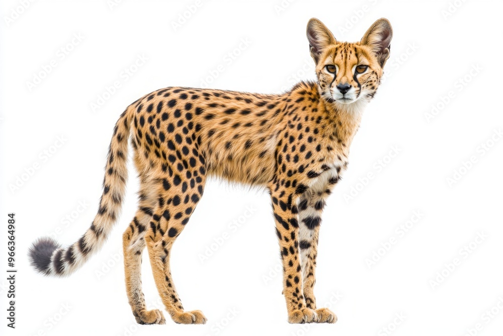 elegant serval showcases its agility and alertness, exuding confidence with its distinctive spots and long limbs, perfectly poised for action. elegant serval showcases its agility and alertness, exuding confidence with its distinctive spots and long limbs, perfectly poised for action.