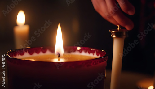 gruesome ritual sacrifice scene lit candle photo