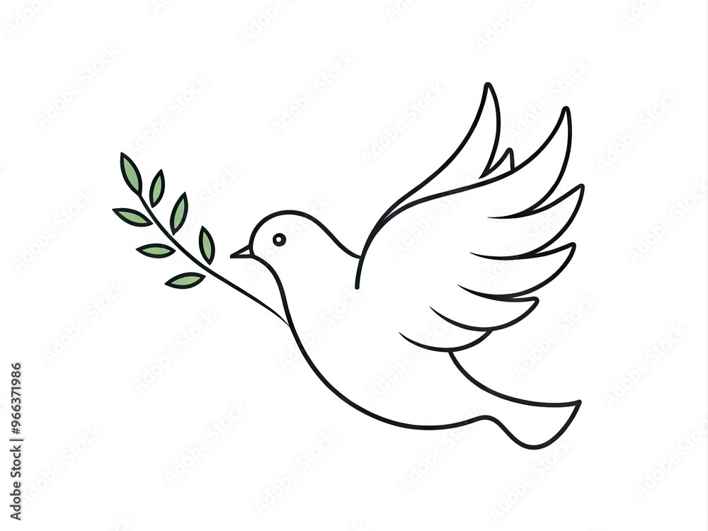 A Minimalistic Line Drawing Of A Dove With An Olive Branch In Its Beak, Symbolizing Peace And Harmony. A Minimalistic Line Drawing Of A Dove With An Olive Branch In Its Beak, Symbolizing Peace And Harmony.