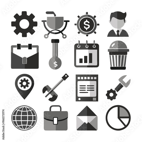 Vector set of repair flat icons. Contains icons device repair, technical support, engineer, tool kit, home repair, maintenance, list works and more. Pixel perfect