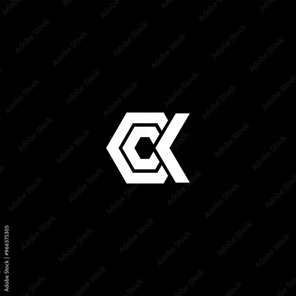 CK simple logo for your business, in black background