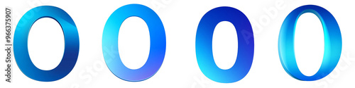 Number 0, Blue Gradient, logotype, Zero isolated on a transparent background