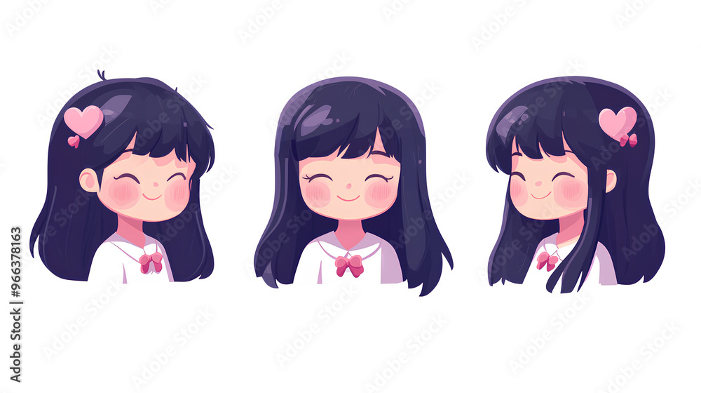 A cute, cartoon-style illustration Girl in Pastel Colors and Minimalistic Flat Vector Style A cute, cartoon-style illustration Girl in Pastel Colors and Minimalistic Flat Vector Style
