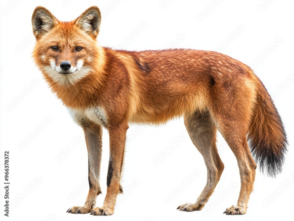 Dholes, distinguished by their striking reddish fur and pointed ears, gather closely as they exhibit their pack dynamics. This striking visual highlights their playful connection.