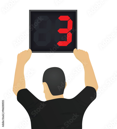 Referee hold panel with stoppage time. vector