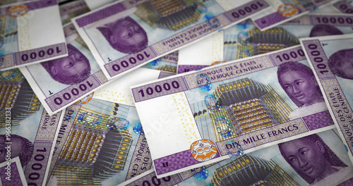 Central African CFA Franc note money printing concept 3d illustration