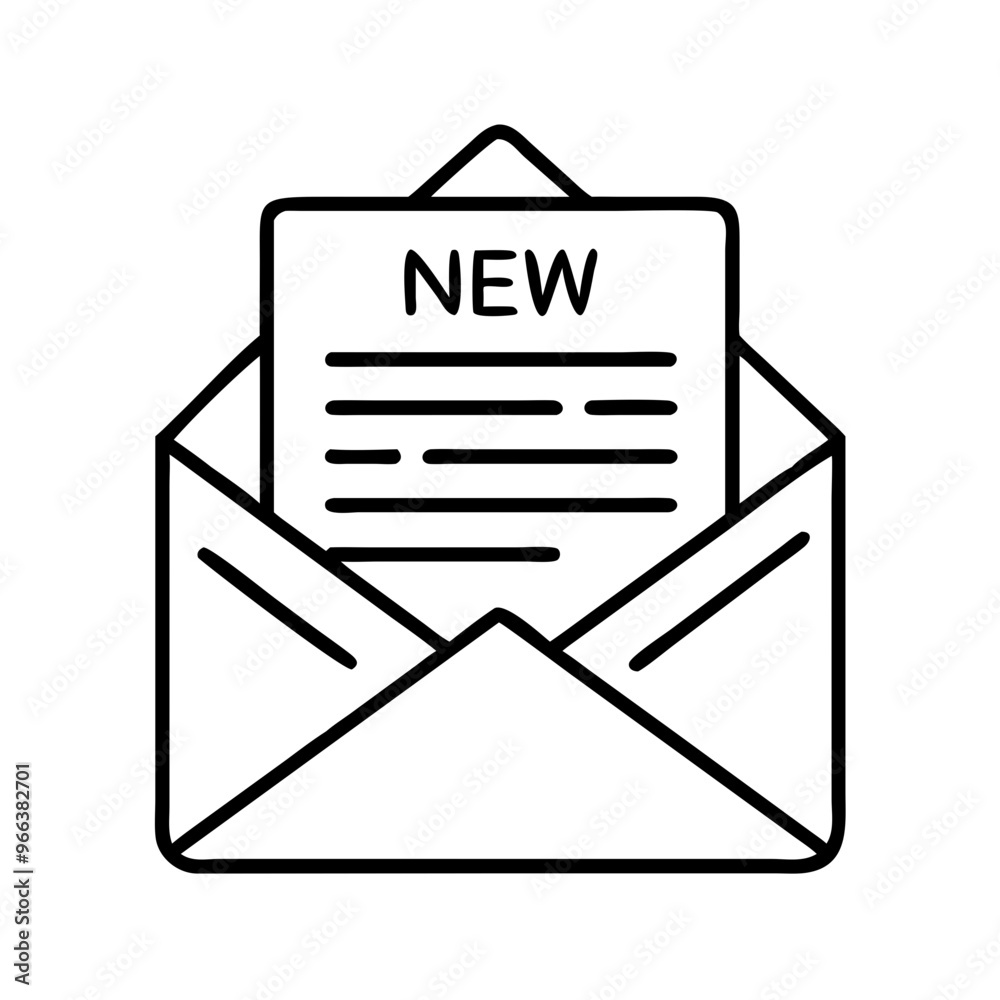 Opened envelope with new letter inside in minimal style Opened envelope with new letter inside in minimal style