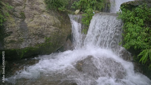 Beautiful Paglajhora waterfall on Kurseong, Himalayan mountains of Darjeeling, West Bengal, India. Origin of Mahananda River flowing through Mahananda Wildlife Sanctuary, Siliguri and Jalpaiguri. 4K.