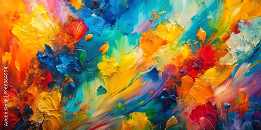 Abstract Oil Painting of Vibrant Colors and Fluid Shapes, Oil Painting, Abstract art, Fluid art