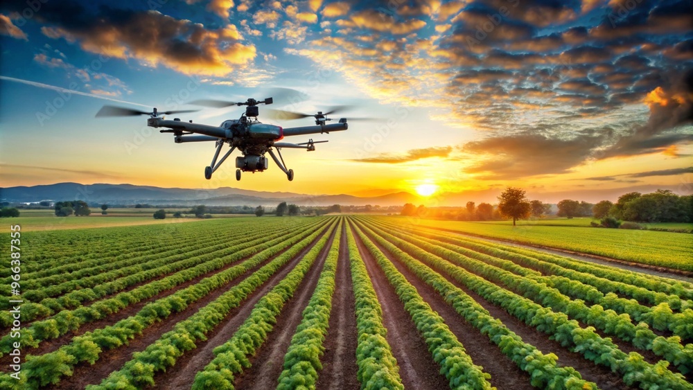 High-Tech Drones Used for Monitoring Crops in a Smart Farm Setting for Enhanced Agricultural Yield and Sustainability High-Tech Drones Used for Monitoring Crops in a Smart Farm Setting for Enhanced Agricultural Yield and Sustainability
