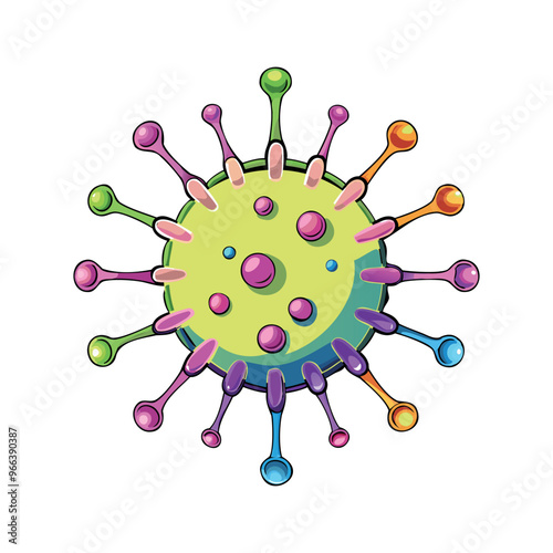 Colorful Cartoon Virus Illustration - Vibrant Microorganism Design