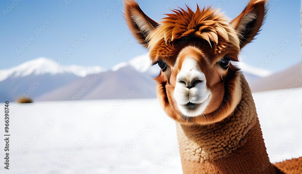 Obraz premium alpaca lively watercolor depiction frolicking clean white background artistic portrayal revealing playful side andean creatures