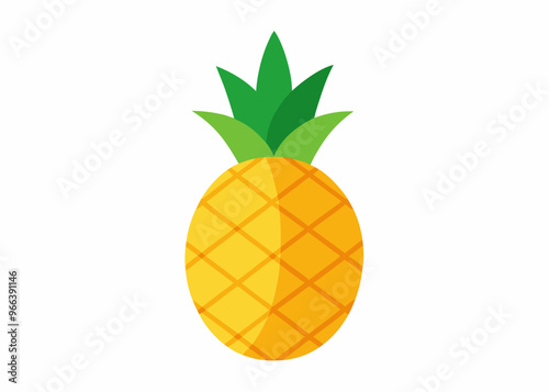  A simple, flat design of a pineapple, perfect for adding a tropical touch to your projects. This vector illustration is ideal for creating logos, icons, patterns.