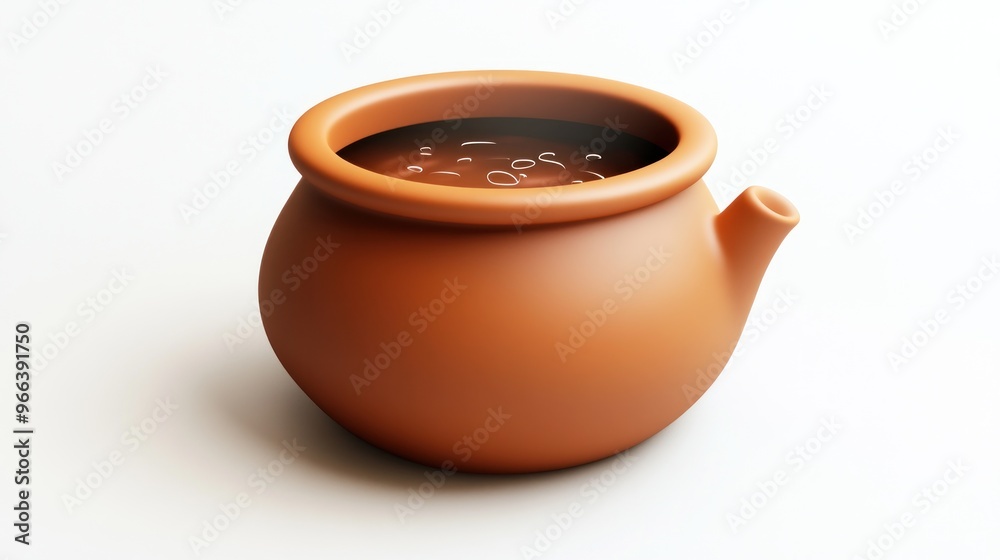 A clay pot filled with liquid, showcasing a traditional cooking vessel design. A clay pot filled with liquid, showcasing a traditional cooking vessel design.