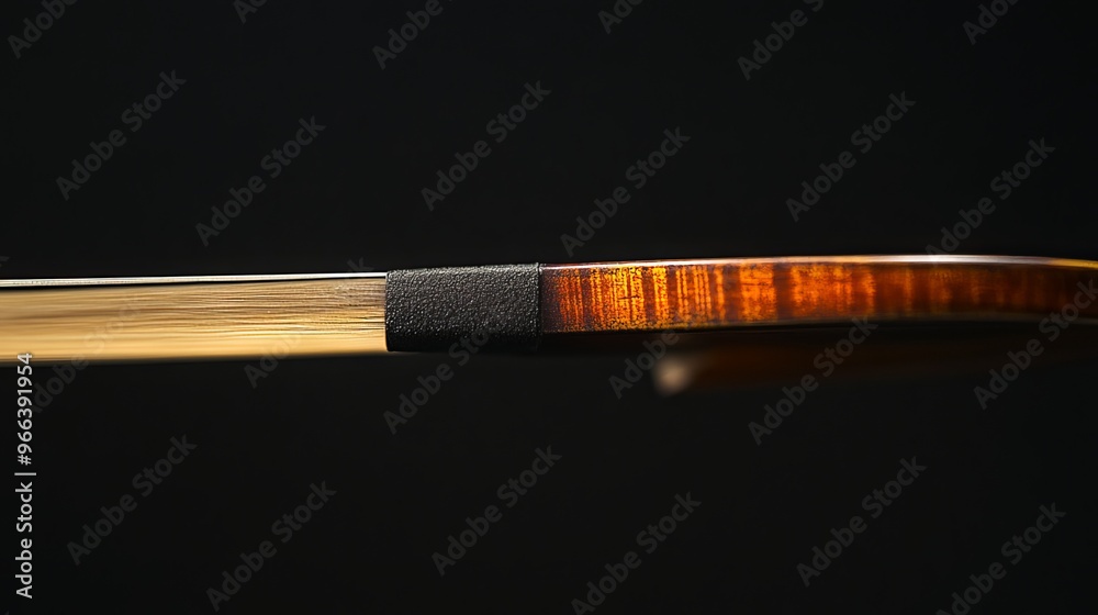 An isolated image of a violin bow's frog, captured up close against a black void. An isolated image of a violin bow's frog, captured up close against a black void.