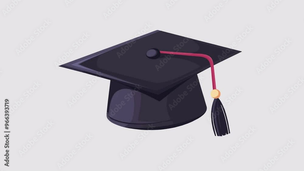 Graduation cap graphic animation. Alpha channel. Transparent background ...