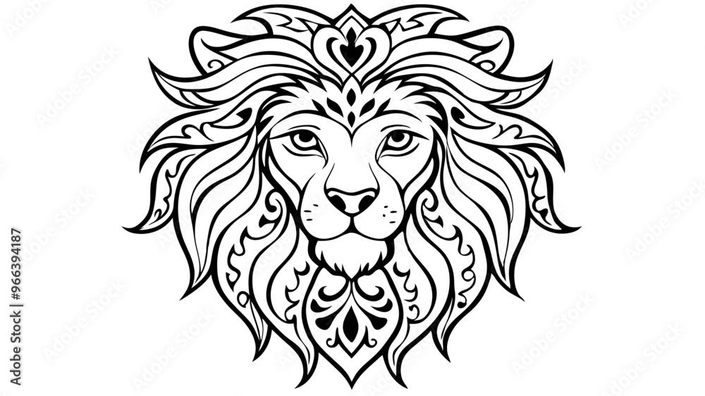 Fototapeta premium lion mandala coloring book page