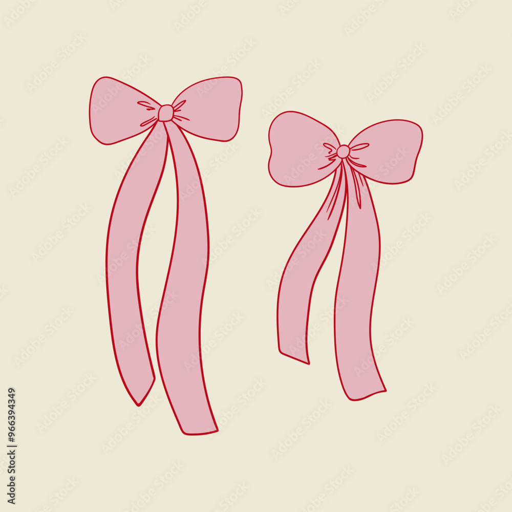 Vector illustration of pink bows in sketch style. Coquette and ballet core aesthetic. Hand drawn ribbon clipart for birthday, wedding, holidays, valentines day, etc. Vector illustration of pink bows in sketch style. Coquette and ballet core aesthetic. Hand drawn ribbon clipart for birthday, wedding, holidays, valentines day, etc.