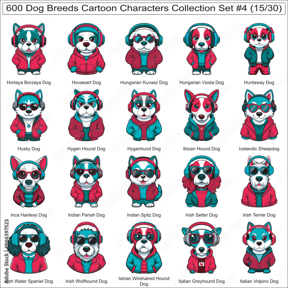 Dog Breeds Cartoon Characters Collection Set of 600 Dog Faces Isolated Part 15 Dog Breeds Cartoon Characters Collection Set of 600 Dog Faces Isolated Part 15
