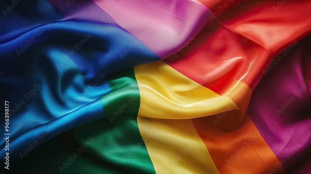 Vibrant rainbow pride flags waving at a parade, symbolizing love and diversity. AI generated image Vibrant rainbow pride flags waving at a parade, symbolizing love and diversity. AI generated image