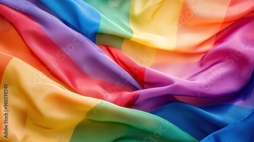 Vibrant rainbow pride flags waving at a parade, symbolizing love and diversity. AI generated image