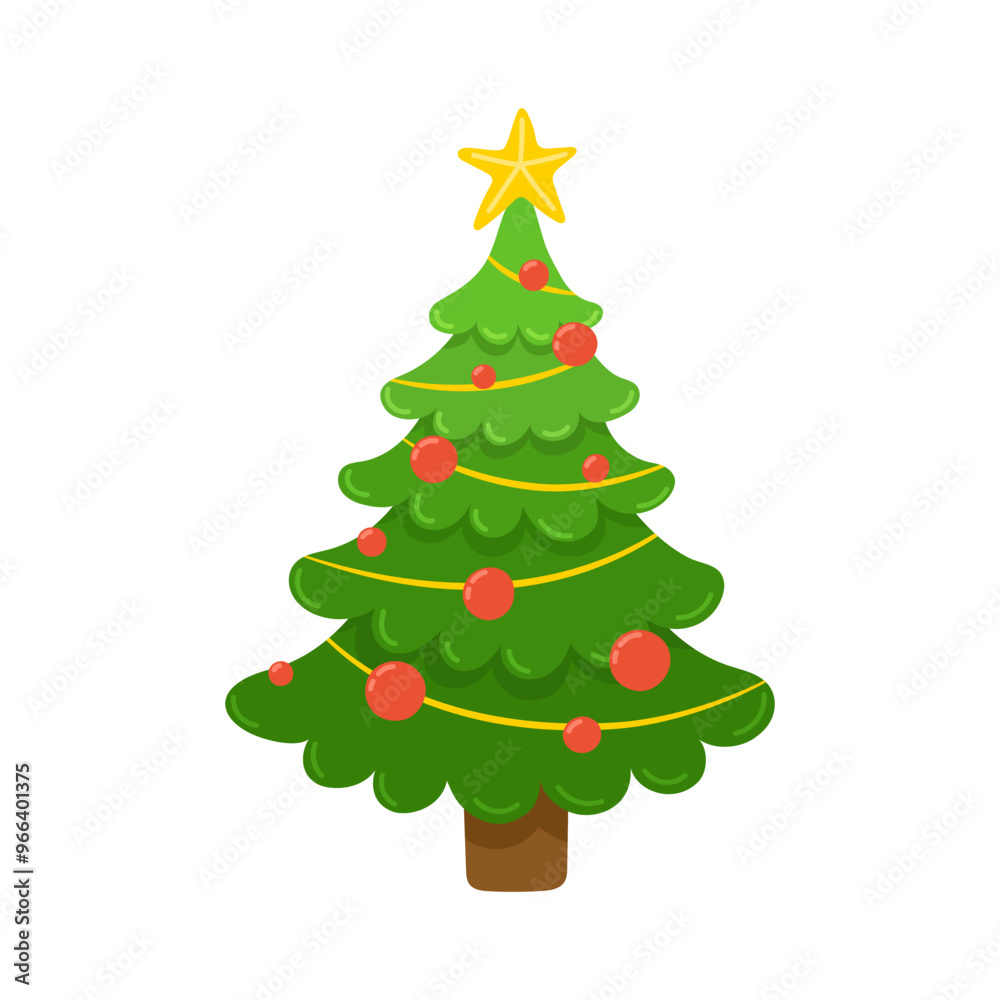Christmas tree with garland and Christmas tree toys, for banner, invitation, postcard, web. New Year, Christmas, vector illustration. Christmas tree with garland and Christmas tree toys, for banner, invitation, postcard, web. New Year, Christmas, vector illustration.