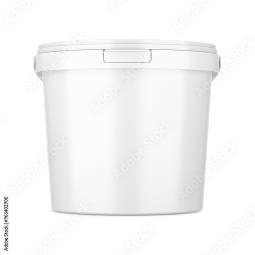 An image of a White Plastic Bucket isolated on a white background