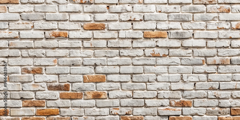 Fototapeta premium White Brick Wall with Red Accents, Photography, Brick wall, red bricks, texture