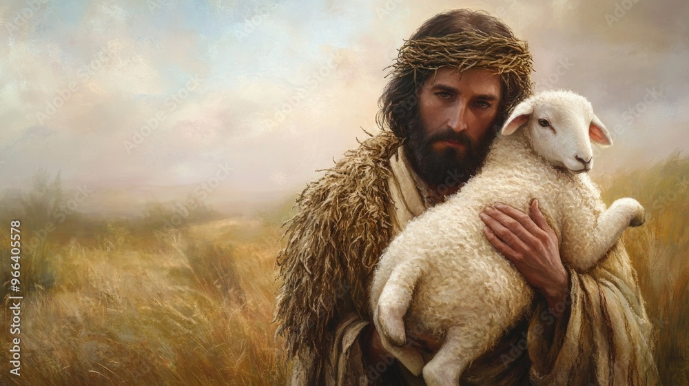 jesus-as-a-shepherd-holds-the-lost-sheep-in-his-arms-the-concept-of