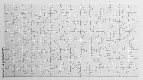 white blank Jigsaw puzzle background with all pieces fit together