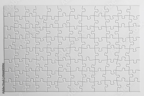 white blank Jigsaw puzzle background with all pieces fit together