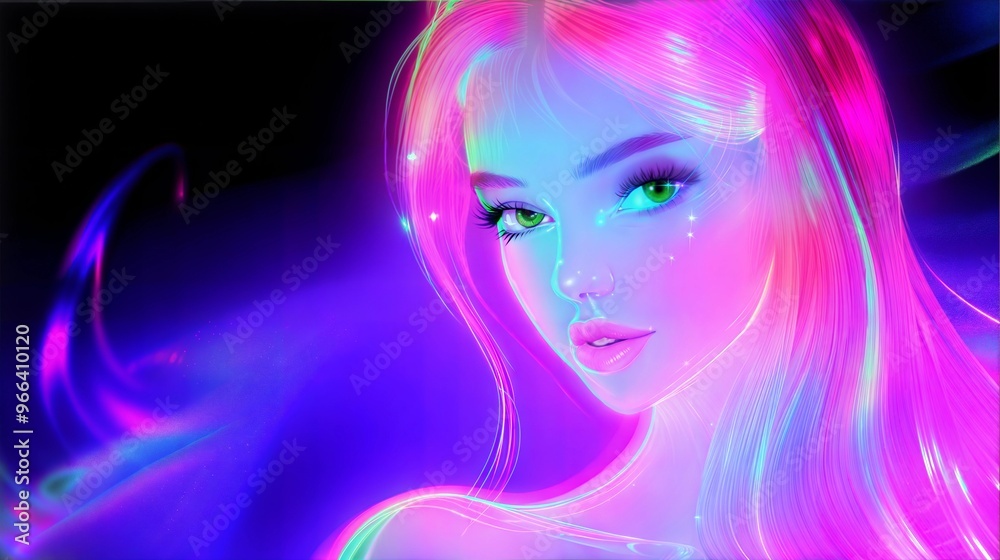 : Enchanting Space Fairy with Glowing Wings in a Starry Cosmic Background : Enchanting Space Fairy with Glowing Wings in a Starry Cosmic Background