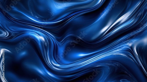 Abstract liquid background, flowing water-like forms in deep blue