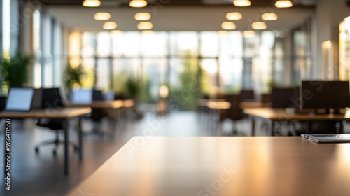 Modern Office Desk With Blurry Background