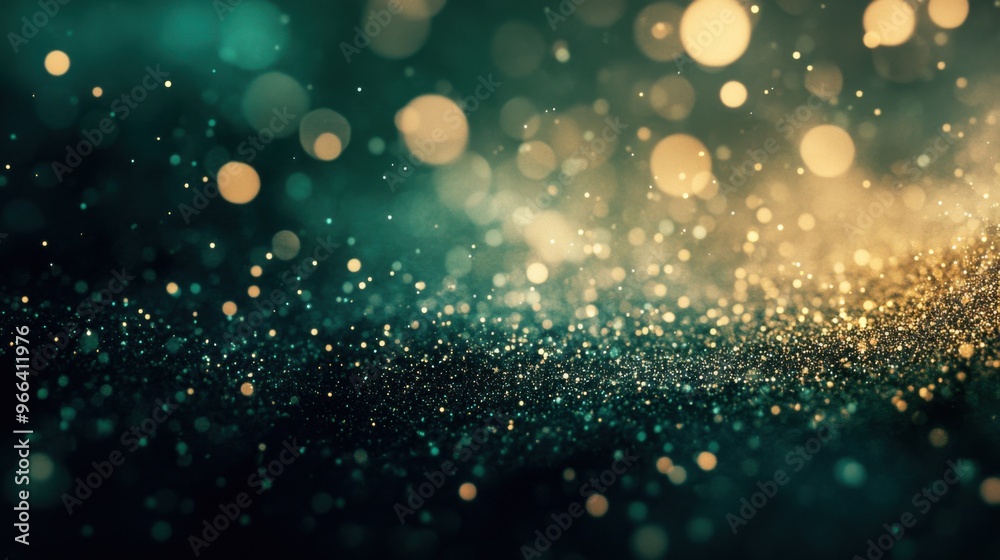 Scattered gradient forest green to pale gold particles against a dark backdrop create a natural, vibrant design element Scattered gradient forest green to pale gold particles against a dark backdrop create a natural, vibrant design element