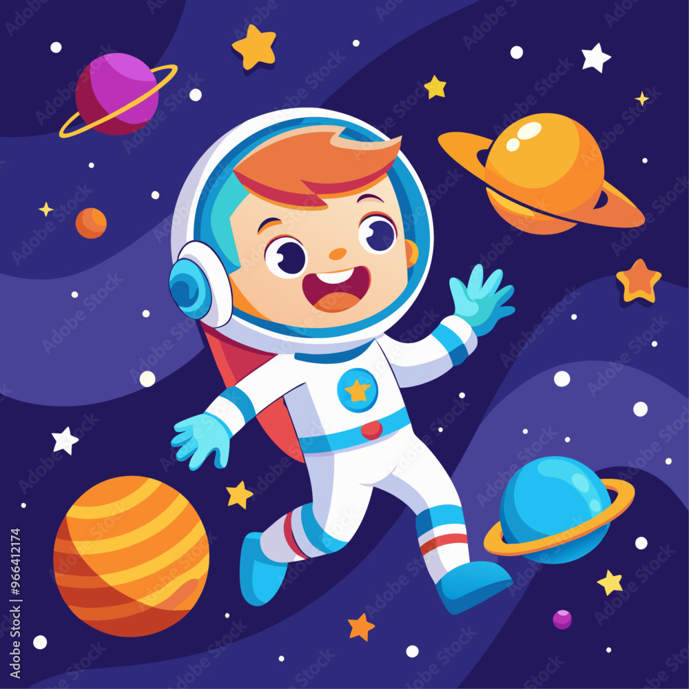cartoon astronaut in space. cartoon astronaut in space.
