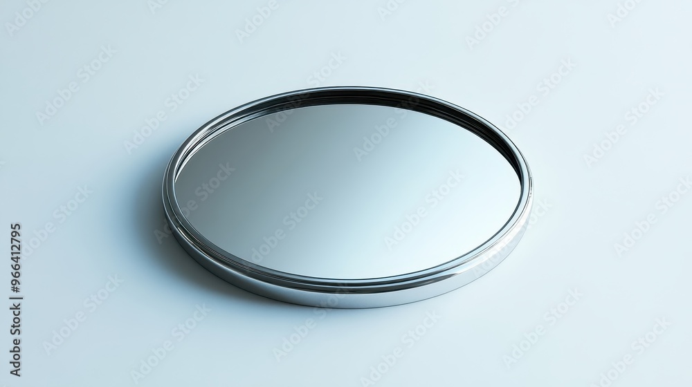 Circular Mirror with a Chrome Frame