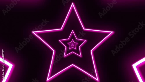 Loop is a bright pink neon glowing endless star. background motion animation.