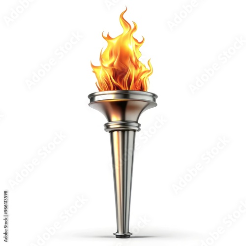 Olympic torch with flame on a white background showcasing its significance. Generative AI