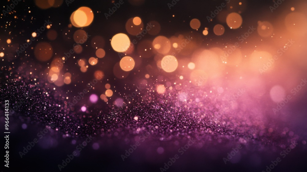 Obraz premium Scattered gradient plum to sand particles against a dark backdrop create a muted, sophisticated design element