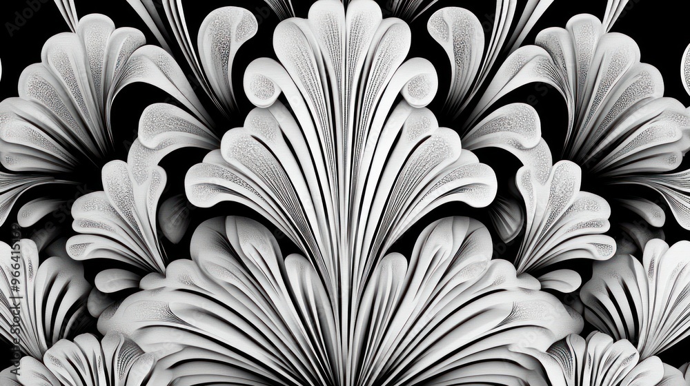 Elegant art deco texture, fan shapes and intricate patterns in monochrome Elegant art deco texture, fan shapes and intricate patterns in monochrome