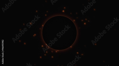 an orange glowing circle, sparks flying. background motion animation.