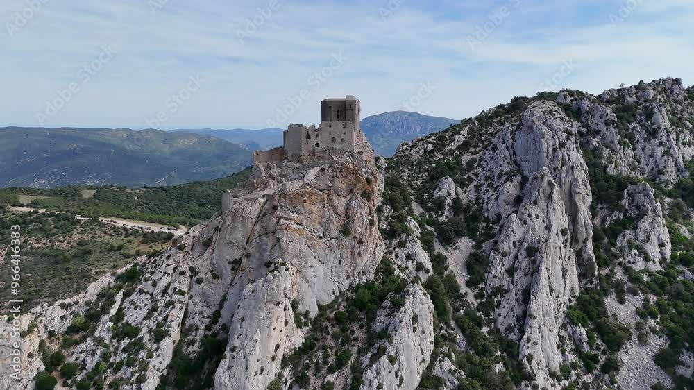 Ruins of the Cathar castle of Quéribus in the Aude in France Ruins of the Cathar castle of Quéribus in the Aude in France
