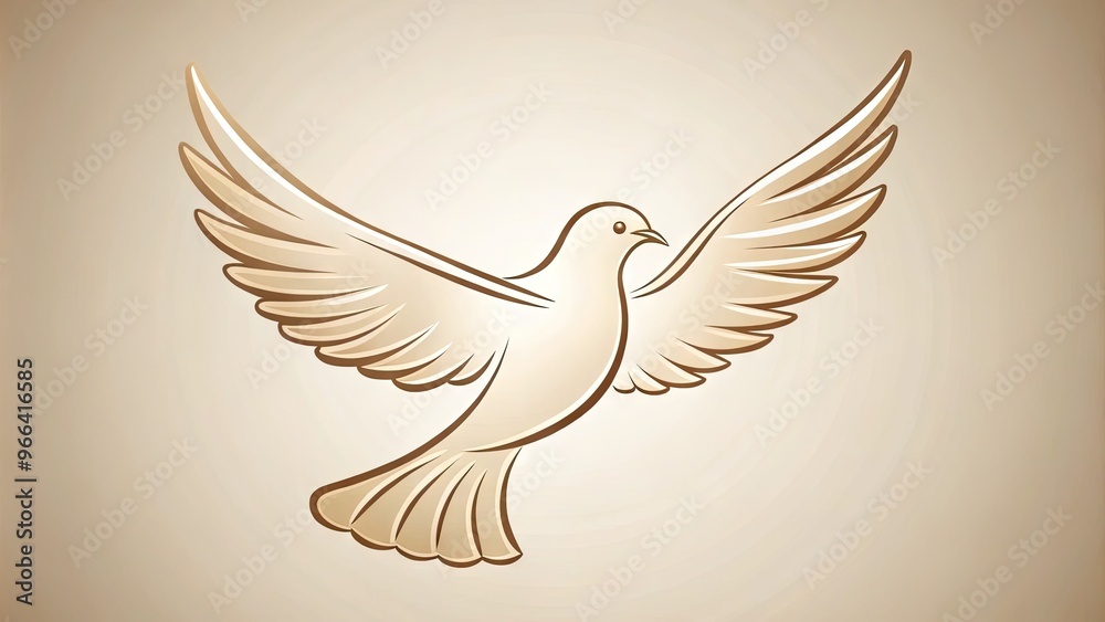 Obraz premium Delicate, minimalist outline of a dove in flight, subtly shaded on a smooth skin tone, conveying peace, hope, and gentle elegance in a serene design.