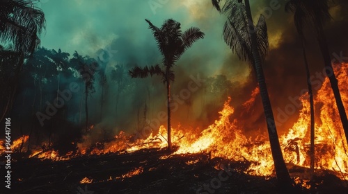 Amazon rainforest fire forest destruction deforestation ecological disaster eco-friendly eco global impact environment protection earth climate change danger endangered species wildfire burn emergency photo