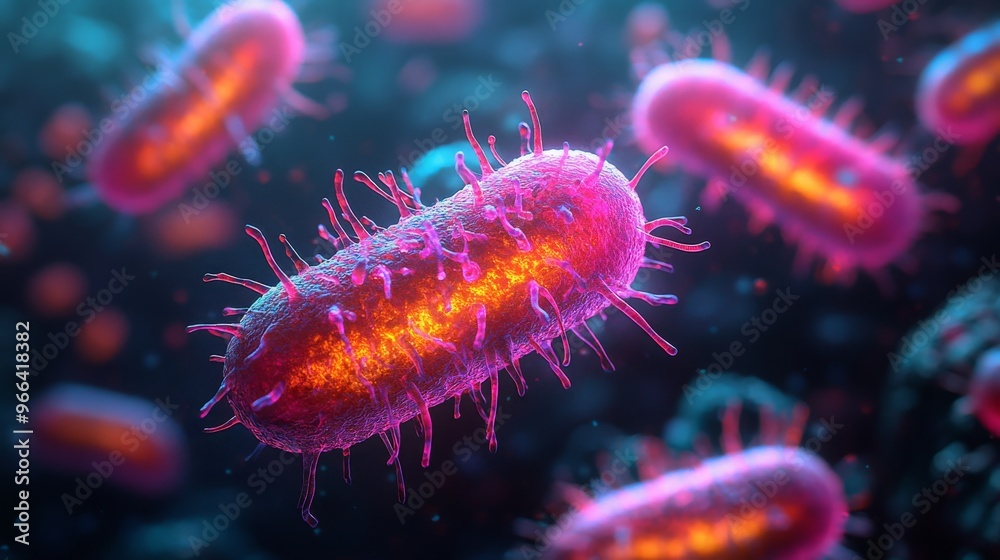 Dynamic bacteria with flagella actively moving in a vibrant microscopic environment Dynamic bacteria with flagella actively moving in a vibrant microscopic environment
