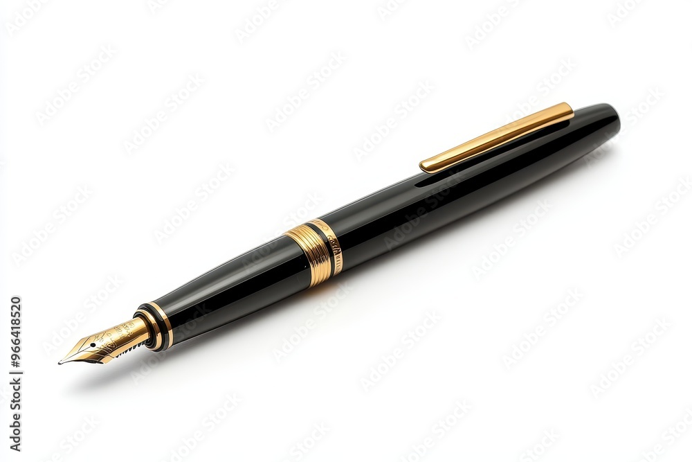Black and Gold Fountain Pen on White Background Black and Gold Fountain Pen on White Background