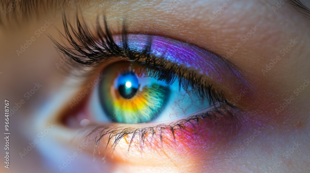 Obraz premium Eye With Rainbow Colors